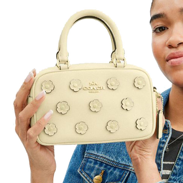 Coach Satchel Crossbody Bag With Floral Applique Moonlight # CAJ99