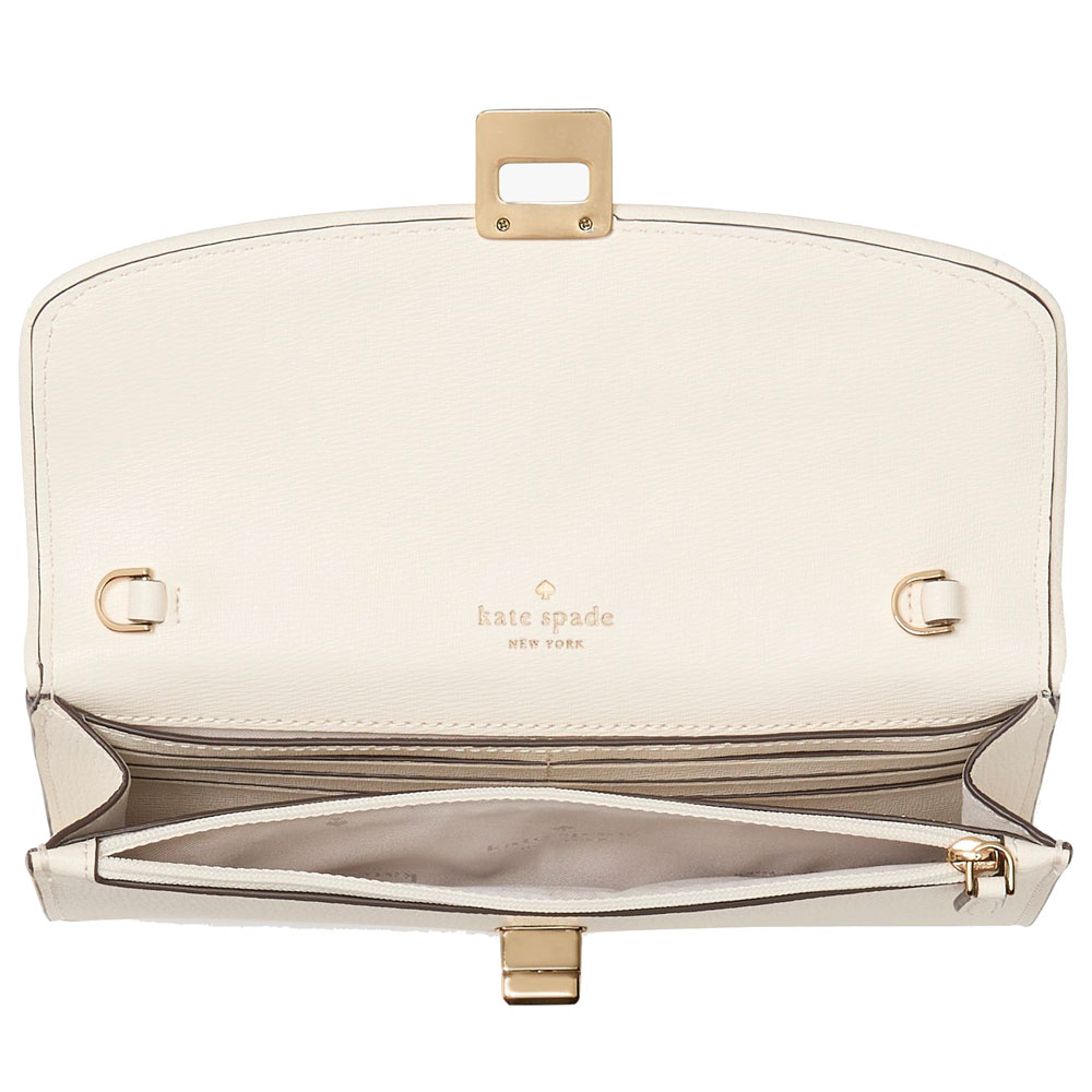 Kate Spade Phoebe Straw Turnlock Wallet-On-Chain Natural Multi # KK919