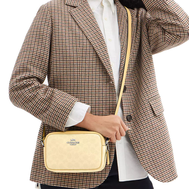 Coach Mini Jamie Camera Bag In Signature Canvas Silver Hay # CY752