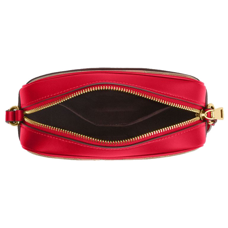 Coach Mini Jamie Camera Bag In Signature Canvas With Stripe Tan Multi # CAQ42