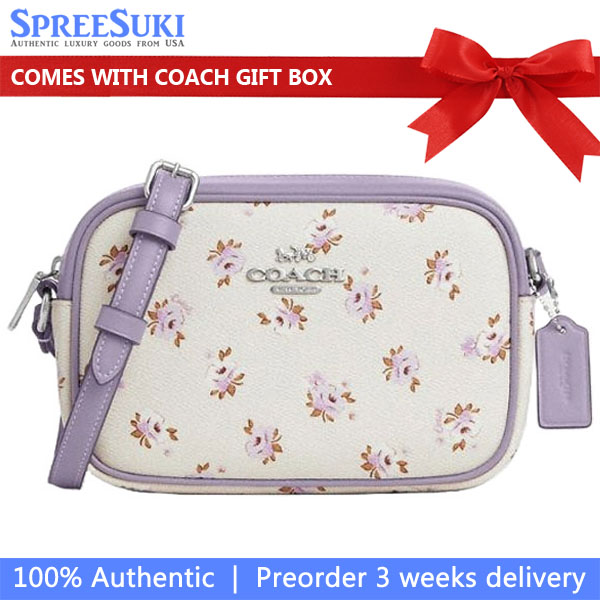 Coach Mini Jamie Camera Bag With Floral Print Silver Chalk Multi # CBA70