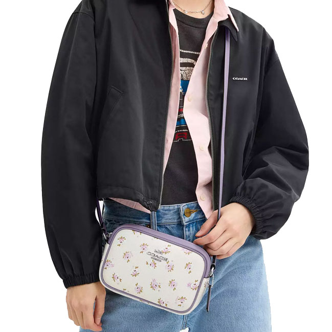 Coach Mini Jamie Camera Bag With Floral Print Silver Chalk Multi # CBA70