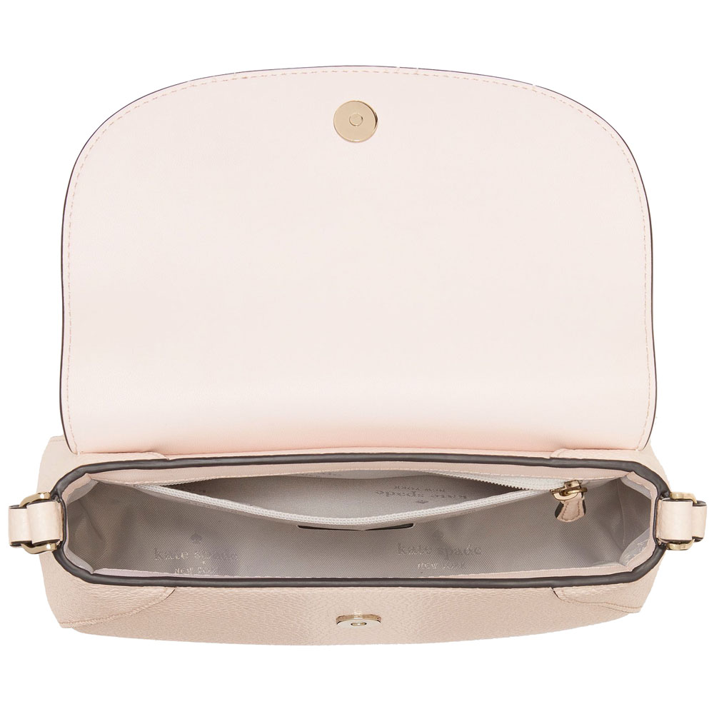 Kate Spade Crossbody Bag Sling Monica Pebbled Leather Mini Flap Crossbody Blush Cloud # KF364