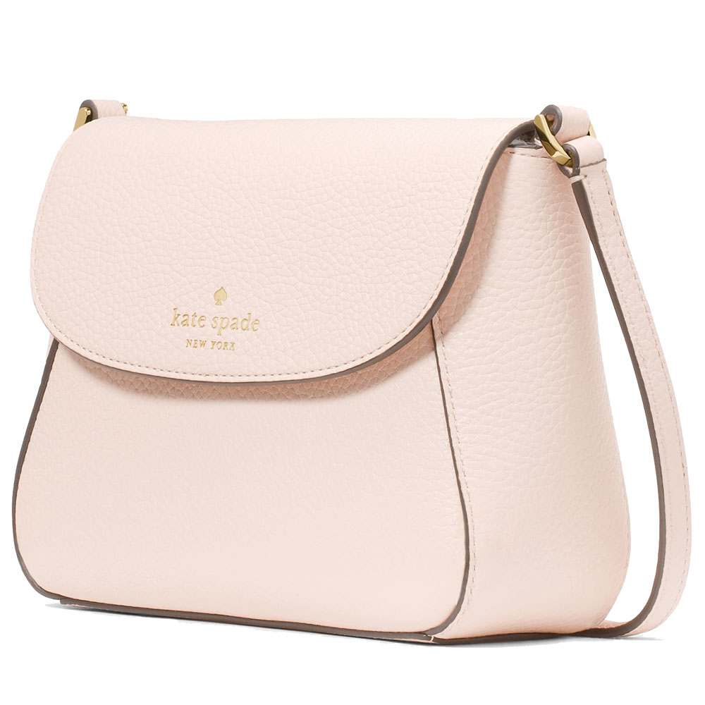 Kate Spade Crossbody Bag Sling Monica Pebbled Leather Mini Flap Crossbody Blush Cloud # KF364