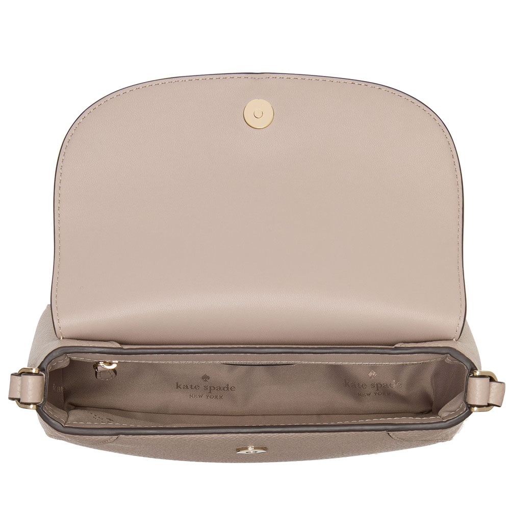 Kate Spade Crossbody Bag Sling Monica Pebbled Leather Mini Flap Crossbody Cozy Grey # KF364