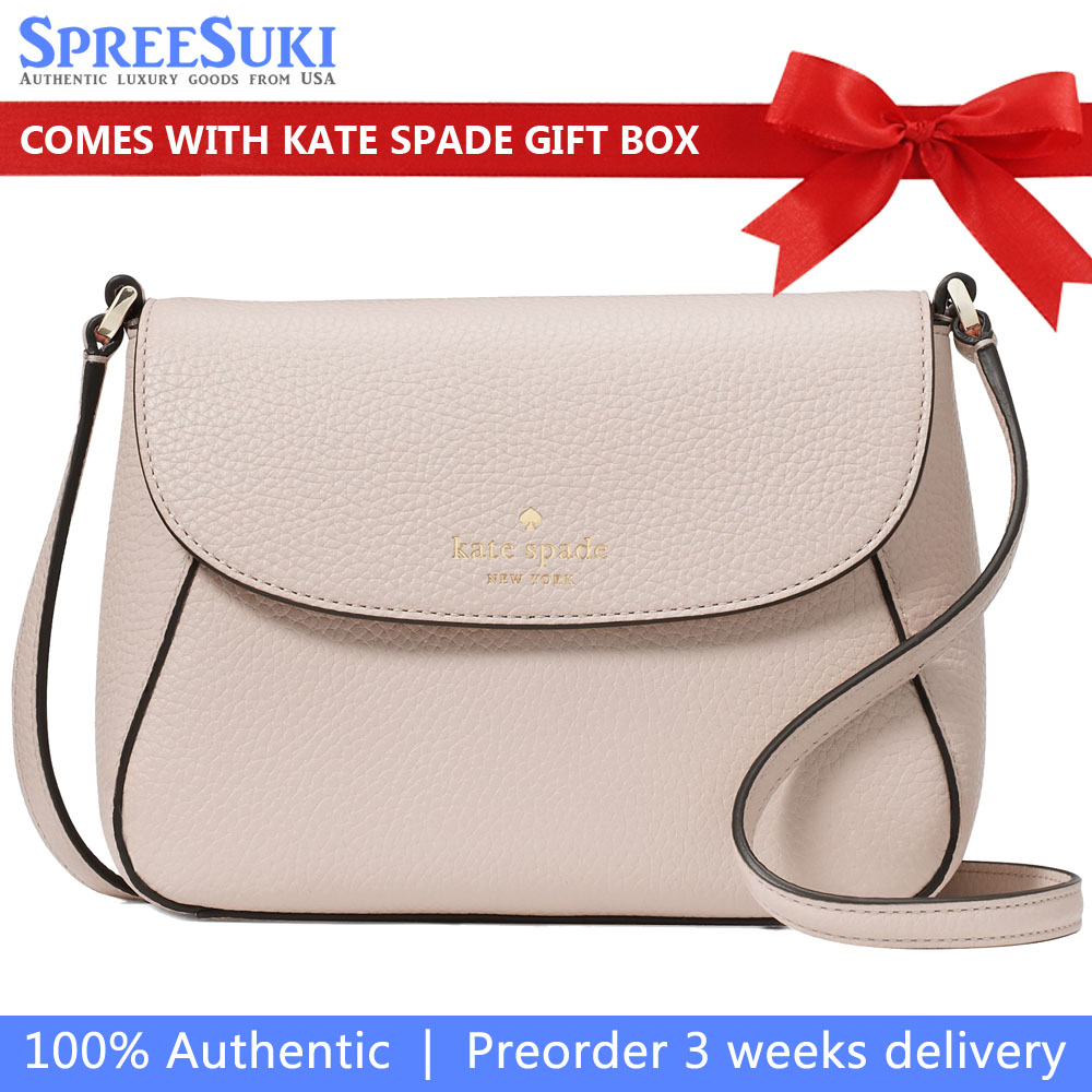 Kate Spade Crossbody Bag Sling Monica Pebbled Leather Mini Flap Crossbody Cozy Grey # KF364