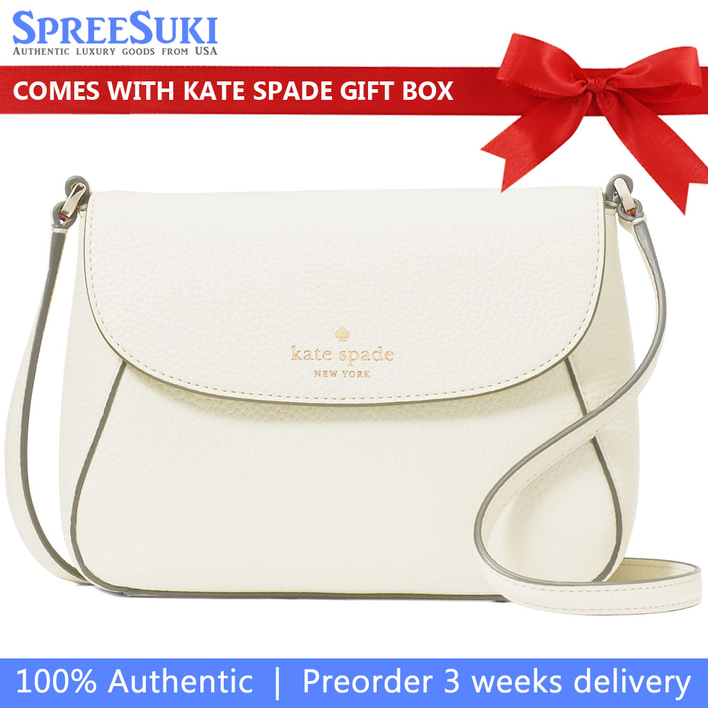 Kate Spade Crossbody Bag Sling Monica Pebbled Leather Mini Flap Crossbody Meringue # KF364