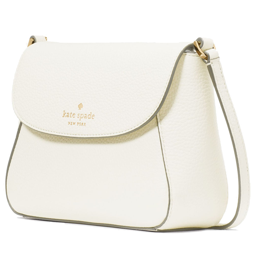 Kate Spade Crossbody Bag Sling Monica Pebbled Leather Mini Flap Crossbody Meringue # KF364