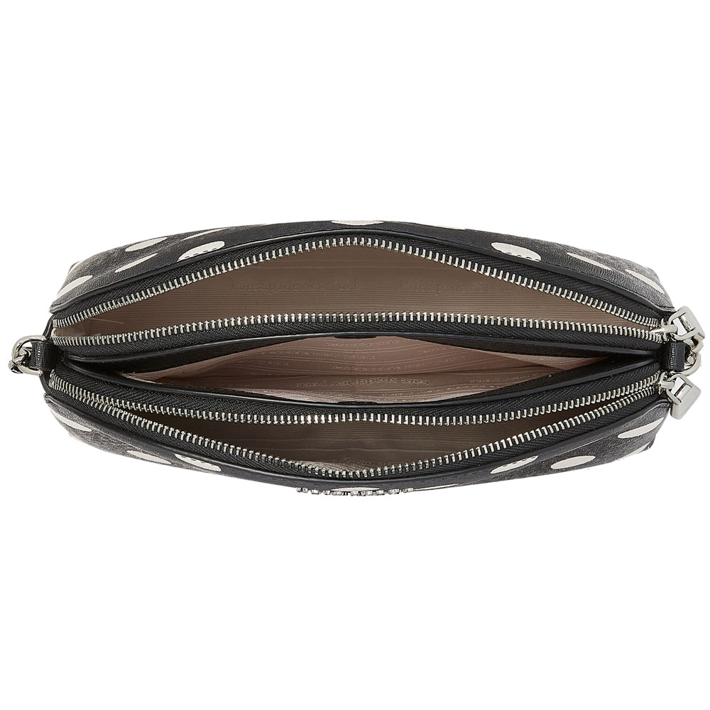 Kate Spade Morgan Sunshine Dot Double-Zip Dome Crossbody Black Multi # KF564