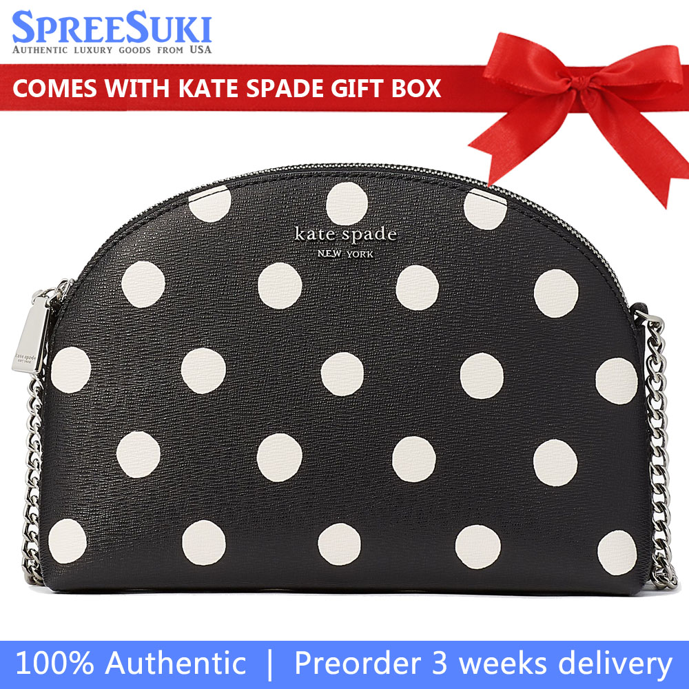 Kate Spade Morgan Sunshine Dot Double-Zip Dome Crossbody Black Multi # KF564