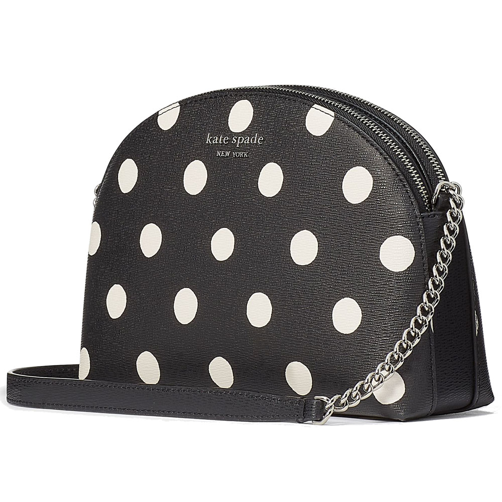 Kate Spade Morgan Sunshine Dot Double-Zip Dome Crossbody Black Multi # KF564