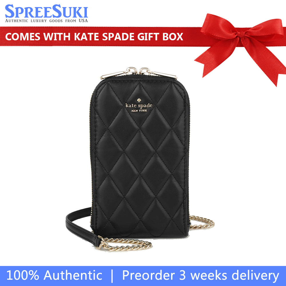 Kate Spade Carey Quilted North South Phone Crossbody Black # KC597