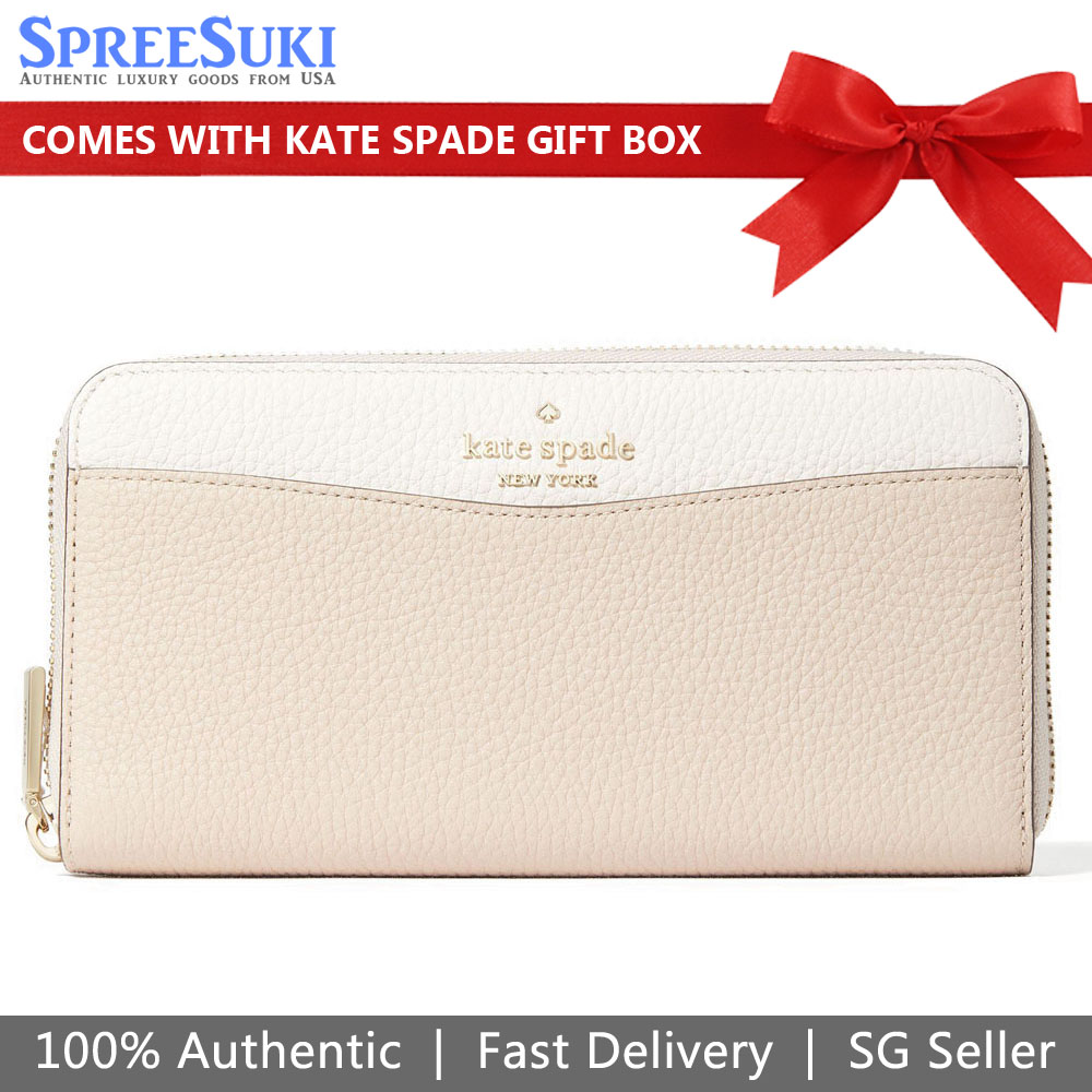 Kate Spade Long Wallet Leila Large Continental Wallet Light Sand Beige Nude # WLR00402D2