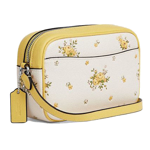Coach Mini Jamie Camera Bag With Floral Print Silver Chalk Multi # CAQ38