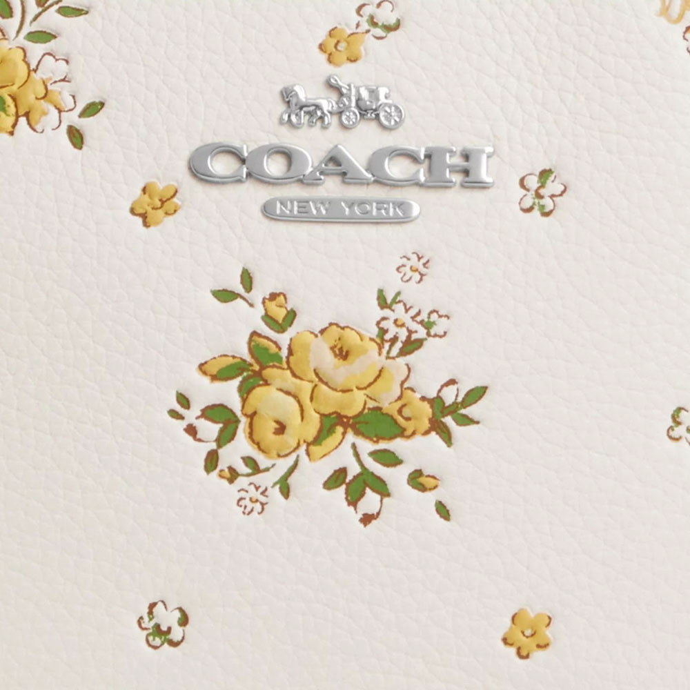 Coach Mini Jamie Camera Bag With Floral Print Silver Chalk Multi # CAQ38