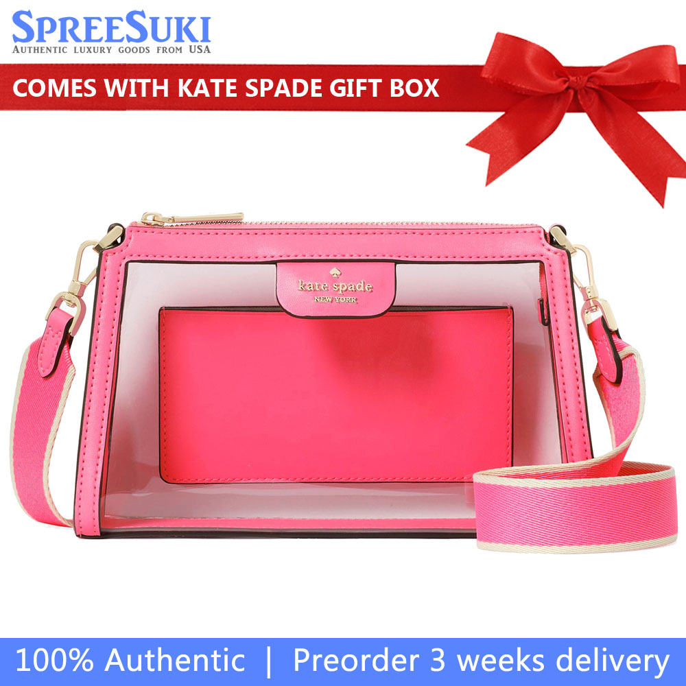 Kate Spade Clare Clear Small Crossbody Wild Pink # KK276