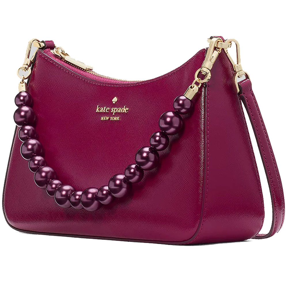 Kate Spade Madison Faux Pearl Medium Convertible Crossbody Dark Raspberry # KI932D1