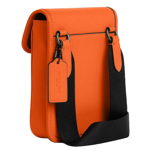 Coach Racer Phone Crossbody Bag Gunmetal Spice Orange # CAJ42
