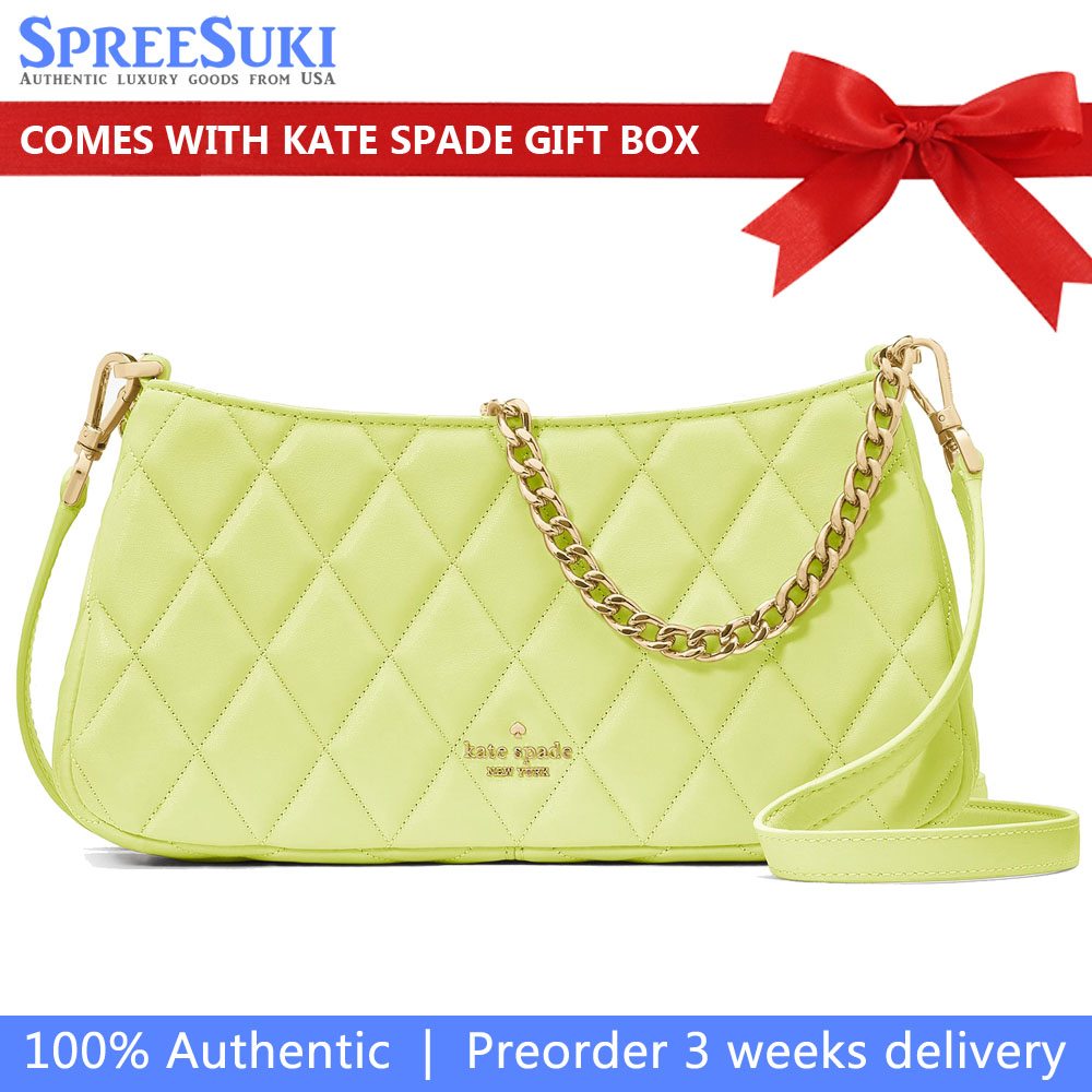 Kate Spade Smooth Quilted Convertible Crossbody Lime Slushy # KH428