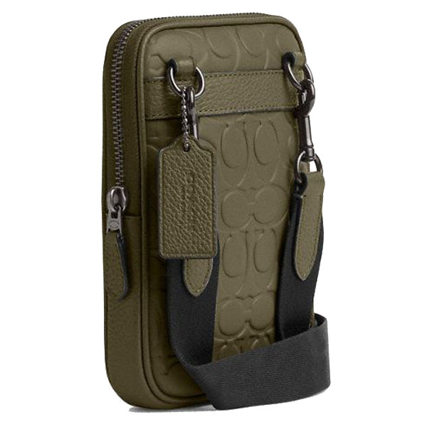 Coach Aden Crossbody Bag In Signature Leather Black Copper Olive Drab # CAJ37