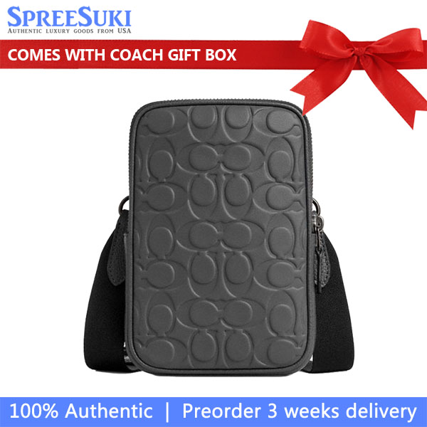 Coach Aden Crossbody Bag In Signature Leather Black Copper Charcoal # CAJ37