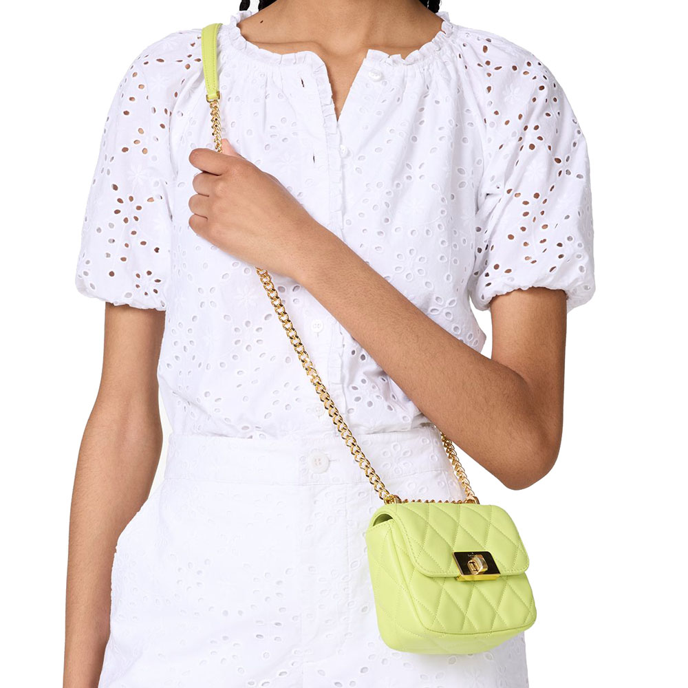 Kate Spade Carey Quilted Micro Flap Crossbody Lime Slushy # KJ956