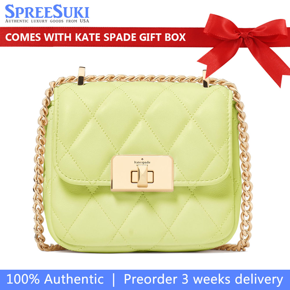 Kate Spade Carey Quilted Micro Flap Crossbody Lime Slushy # KJ956