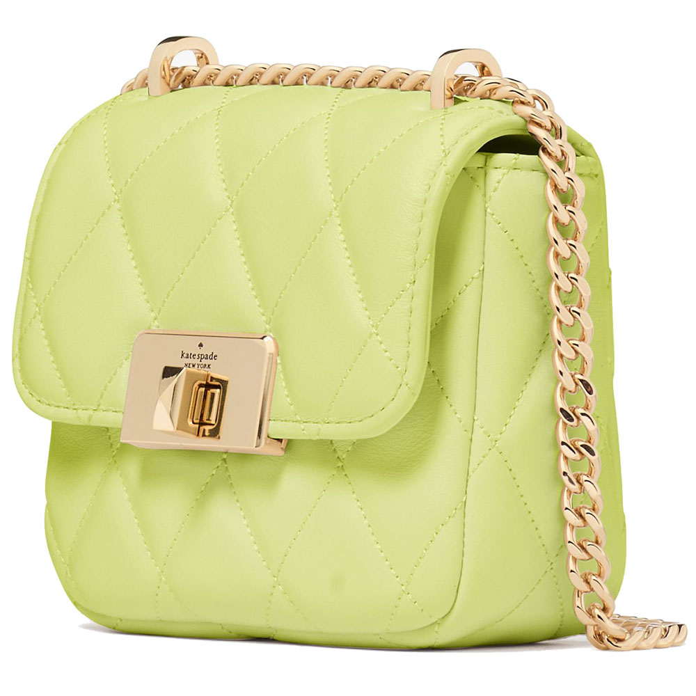 Kate Spade Carey Quilted Micro Flap Crossbody Lime Slushy # KJ956