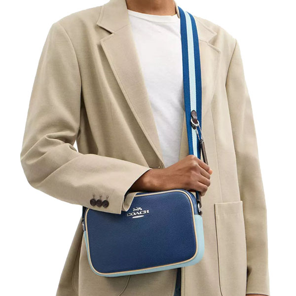 Coach Jamie Camera Bag In Colorblock Deep Blue Light Blue # CBA55