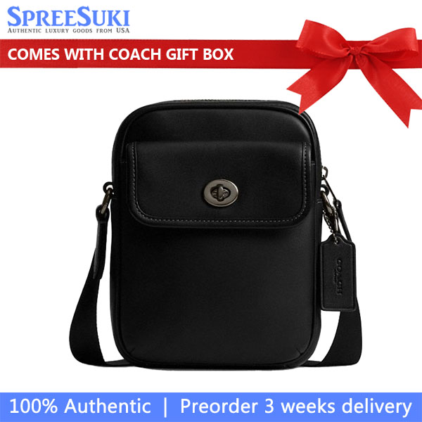 Coach Turnlock Crossbody Bag Gunmetal Black # CAJ31