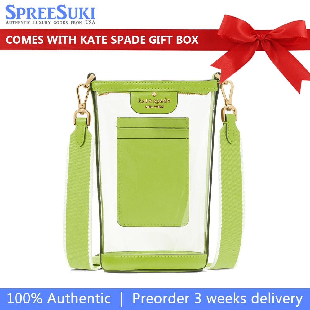Kate Spade Clare Clear Phone Crossbody Grasshopper Green # KG085