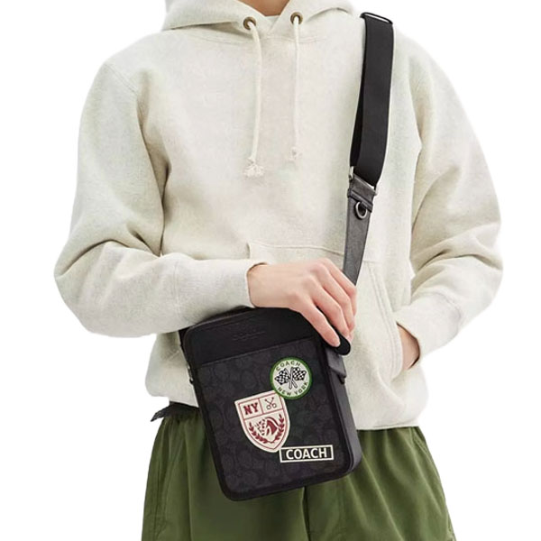Coach Sullivan Crossbody In Signature Canvas With Patches Gunmetal Charcoal Multi # CAT79