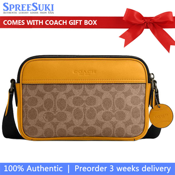 Coach Graham Crossbody Bag In Colorblock Signature Canvas Tan Buttercup # CAX46