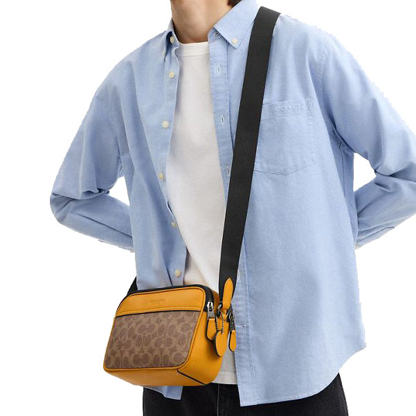 Coach Graham Crossbody Bag In Colorblock Signature Canvas Tan Buttercup # CAX46
