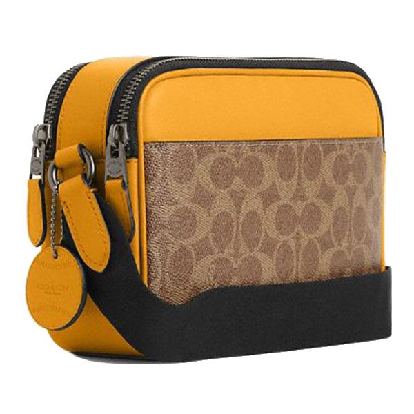 Coach Graham Crossbody Bag In Colorblock Signature Canvas Tan Buttercup # CAX46