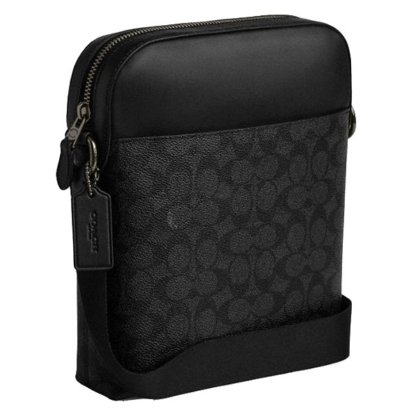 Coach Houston Flight Bag In Signature Canvas Gunmetal Charcoal Black # CZ398