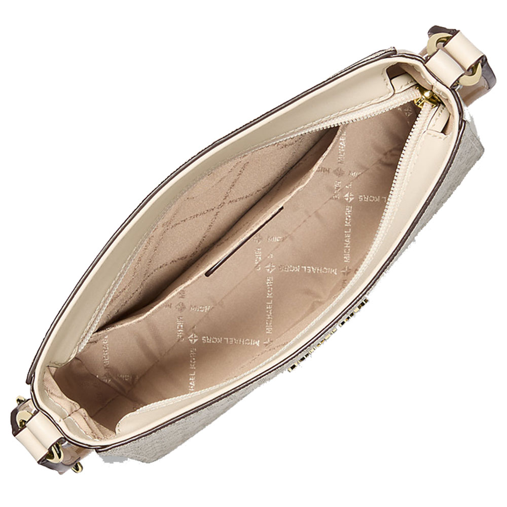 Michael Kors Jet Set Travenuel Small Signature Logo Messenger Bag Light Cream Multi # 35S5GTVC1B