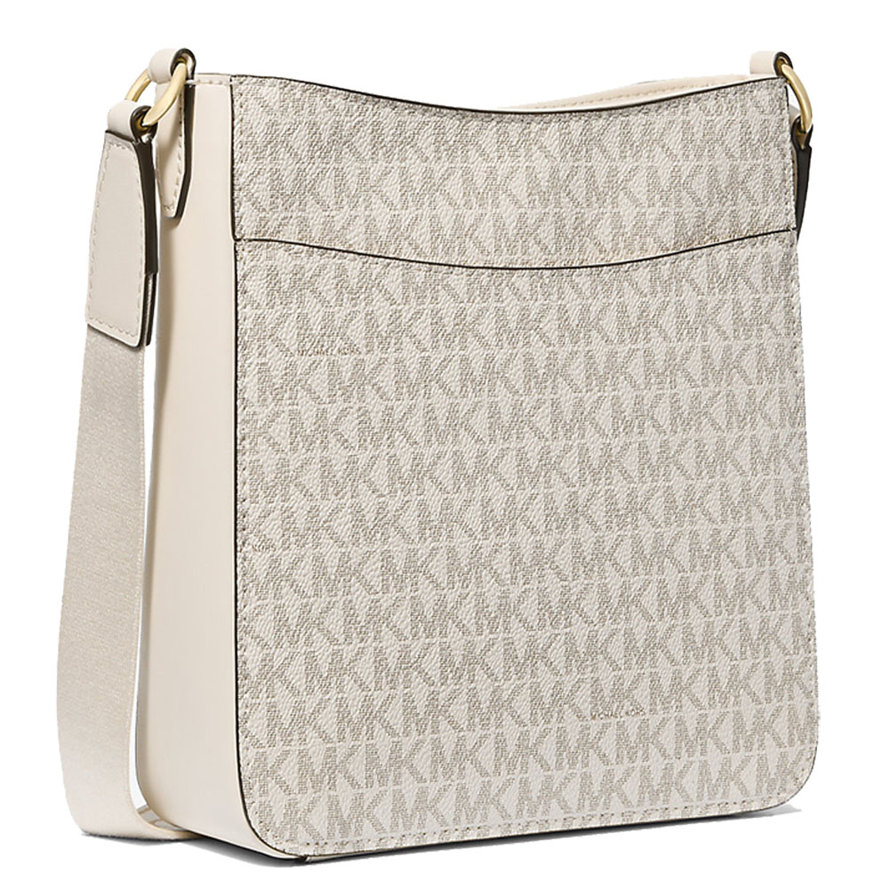 Michael Kors Jet Set Travenuel Small Signature Logo Messenger Bag Light Cream Multi # 35S5GTVC1B