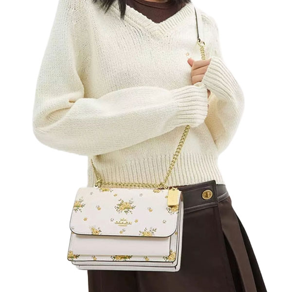 Coach Klare Crossbody Bag With Spring Blossom Print Chalk Multi # CAL39