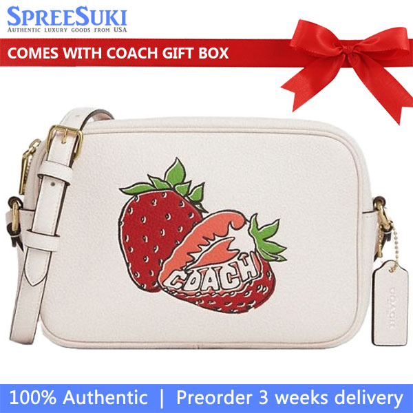 Coach Jamie Camera Bag With Strawberry Graphic Chalk Multi # CBA65