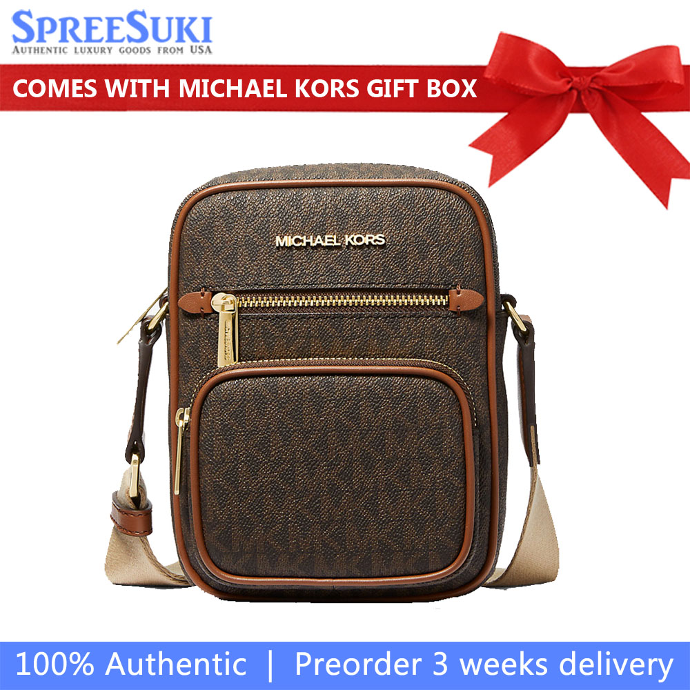 Michael Kors Jet Set Medium Signature Logo Crossbody Bag Brown # 35T4GTTC6B