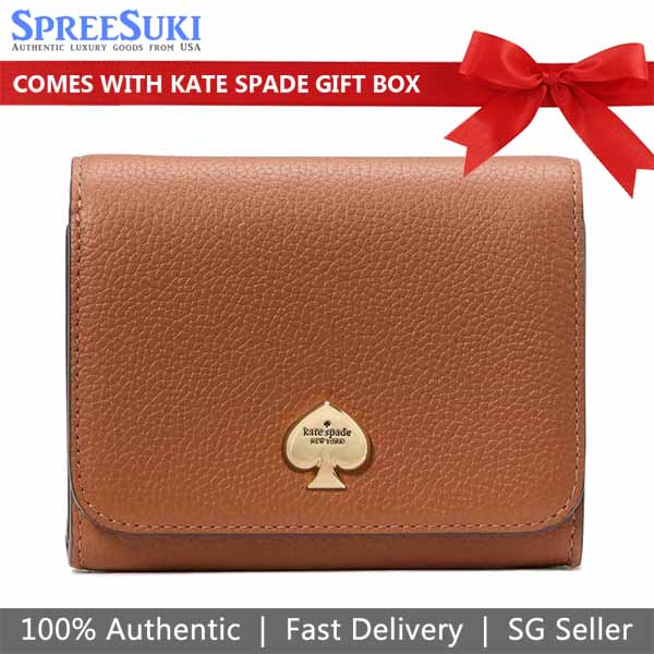 Kate Spade Kayla Small L-Zip Wallet Warm Gingerbread # KK056