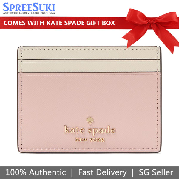 Kate Spade Madison Colorblock Saffiano Small Slim Card Holder Rose Smoke Multi # KI369