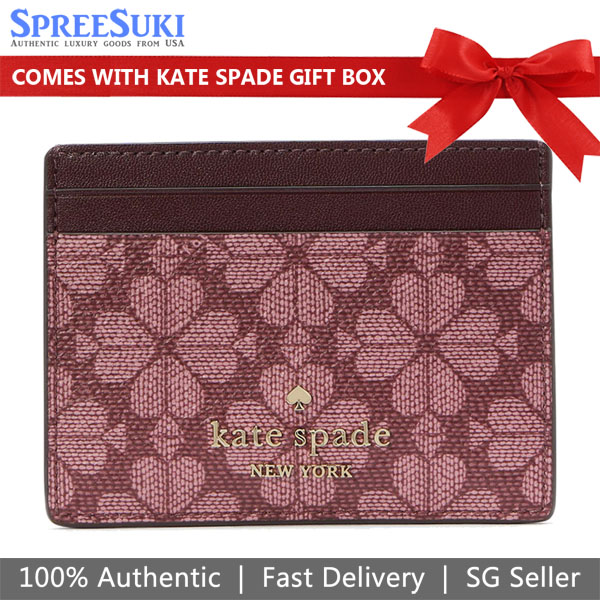 Kate Spade Spade Flower Small Slim Card Holder Grenache Multi # KI371