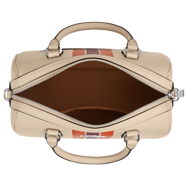 Coach Rowan Satchel Bag With Stripe Silver Ivory Multi # CAO70