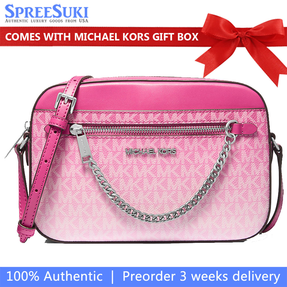Michael Kors Jet Set Large Ombré Signature Logo Crossbody Body Dragonfruit # 35R5STTC9V