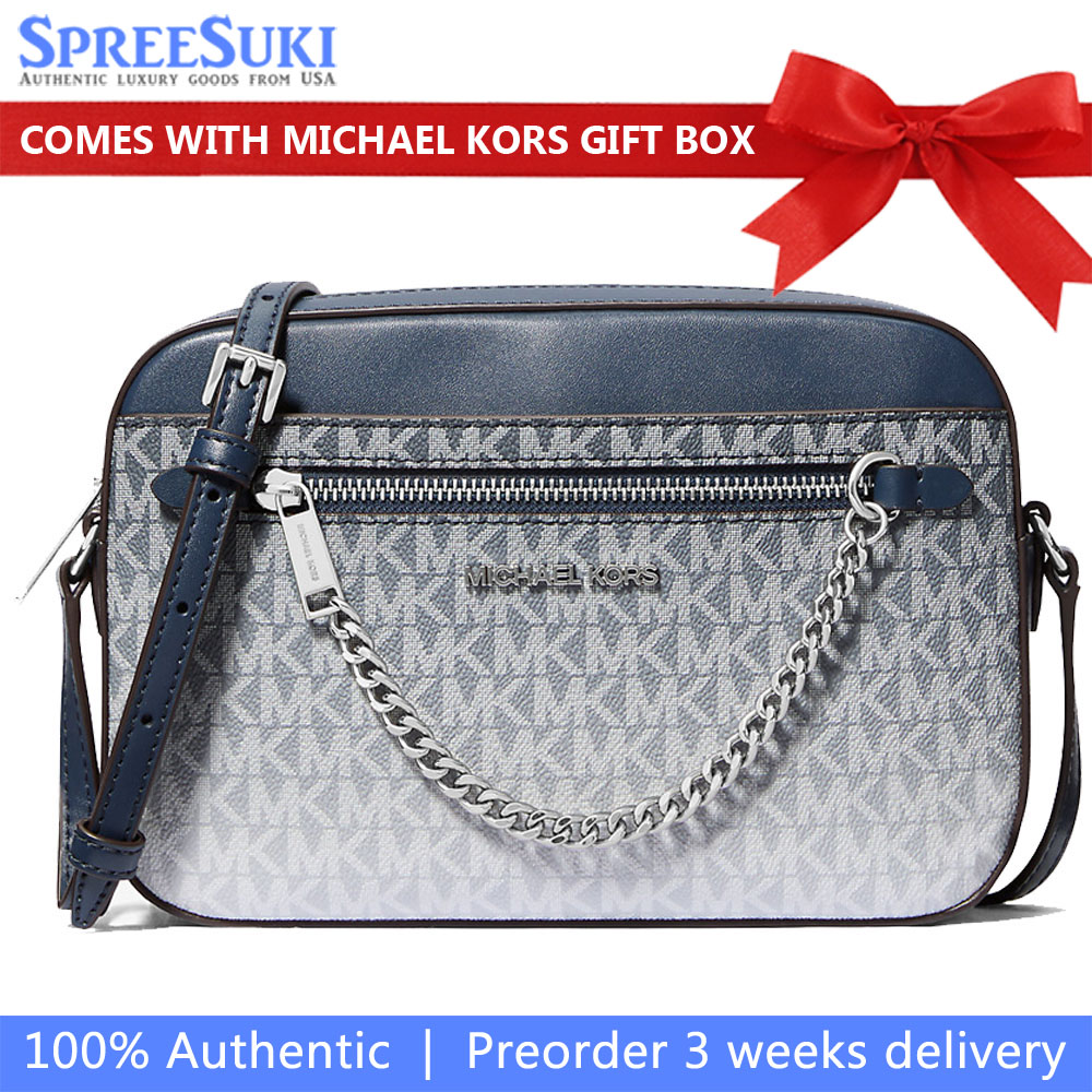 Michael Kors Jet Set Large Ombré Signature Logo Crossbody Body Navy # 35R5STTC9V