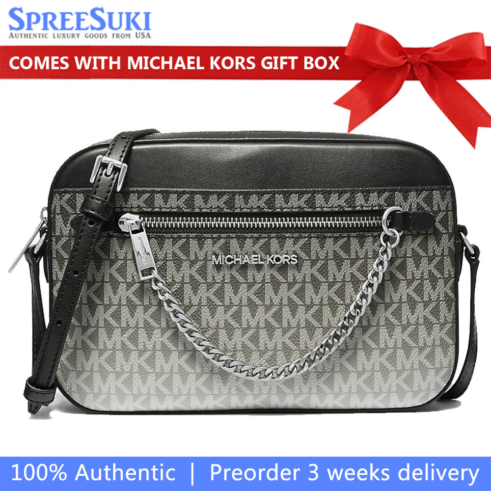 Michael Kors Jet Set Large Ombré Signature Logo Crossbody Body Black # 35R5STTC9V