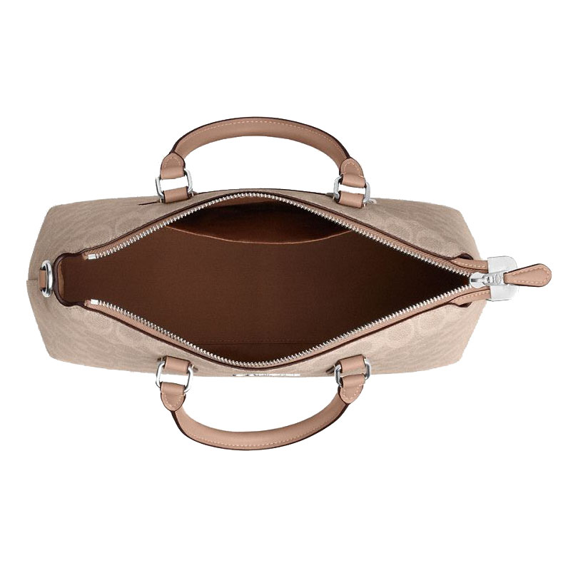 Coach Georgia Satchel Bag In Signature Canvas Sand Taupe # CW422