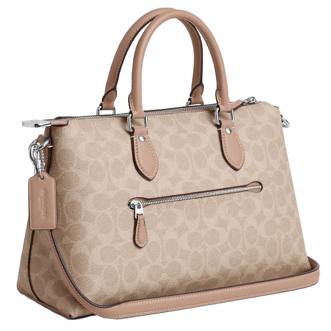 Coach Georgia Satchel Bag In Signature Canvas Sand Taupe # CW422